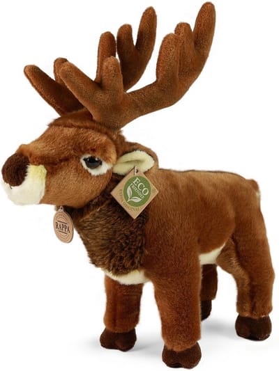 Rappa ECO knuffel hert 34 cm - realistische knuffel van recyclede PET flessen - bruin creme