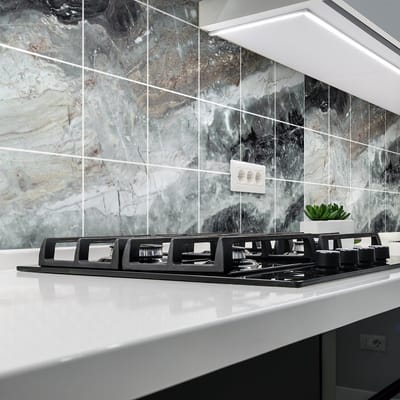 Zelfklevende tegelmuurstickers voor keuken en badkamer - 30 Amora marmertegelstickers - 30 stickers 20x20cm