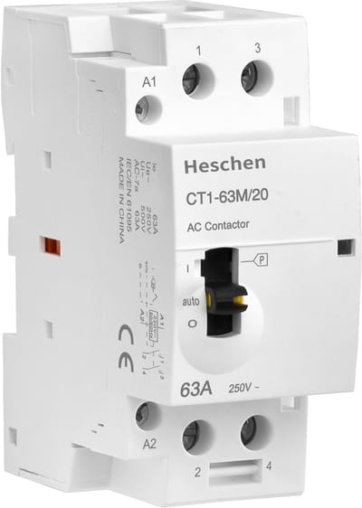 Allecto - Modulaire AC-bescherming - 63A - Handmatige schakelaar - 2 polen - Thermische bescherming - Geschikt voor huishoudelijk gebruik - Model C...