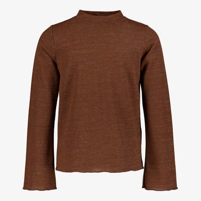 TwoDay meisjes top met lange mouwen en glitters bruin - Maat 134/140