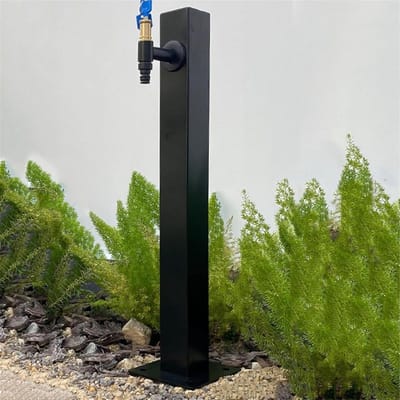 Verticale Tuinfontein - Waterkolom Buiten - Tuin Irrigatie - Dubbele Inlaat Opties - 141.4 cm - Zwart