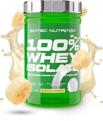 Scitec Nutrition® - 100% Whey Isolate (700 gram - Banana) - Banaan - 28 eiwitshakes - whey protein isolate - whey isolaat - poeder