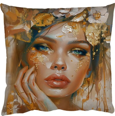 Sierkussens - Kussentjes Woonkamer - 50x50 cm - Vrouw - Bloemen - Goud - Portret