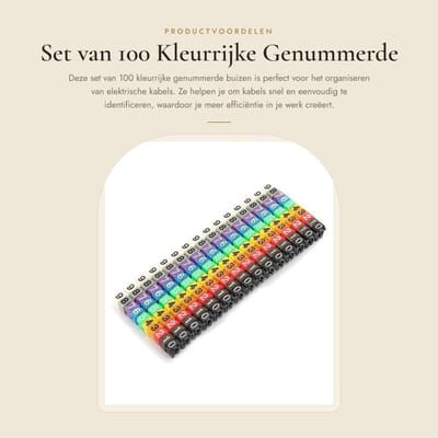 Dailygoods - Set van 100 Kleurrijke Genummerde Buizen voor Kabelmarkering