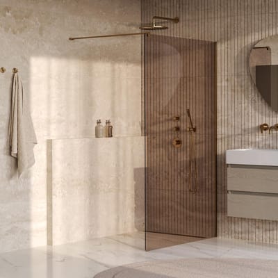 Brauer Oblivion - Inloopdouche - Brons Glas - 120 x 200 cm - incl. Glascoating - PVD Goud Geborsteld