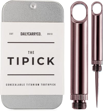 Titanium Tandenstoker - Metalen Stokje - Mondverzorging Onderweg - Herbruikbaar EDC Ontwerp - Compact Formaat - Merlot
