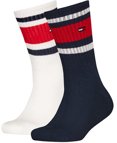 Tommy Hilfiger kids tommy jeans 2P sokken sport stripe blauw & wit