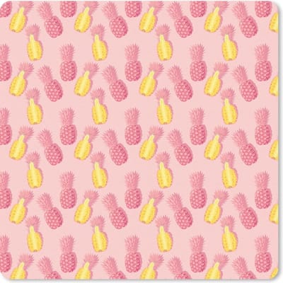 Muismat 20x20 cm - Mousepad Zomer - Ananassen - Patronen - Roze - Muismatten