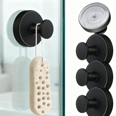 Dailygoods- Wandhaken Set van 4 - Roestvrij Staal - Antislip Zuignaphaken - Vintage Design - Waterdicht - Voor Badkamer/Keuken