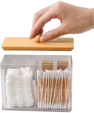 Virtubuy - Transparante Badkamer Organizer - Multifunctionele Opbergdoos - Compact en Stijlvol - Ruimtebesparend - Ideaal voor Wattenstaafjes - Perf..