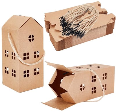 Dailygoody - Huisvormige Snoepdozen - 50 Stuks - Perfect voor Feestjes - Papieren Geschenkdozen - Handgemaakte Decoraties - Verjaardag & Bruiloft - Kr...