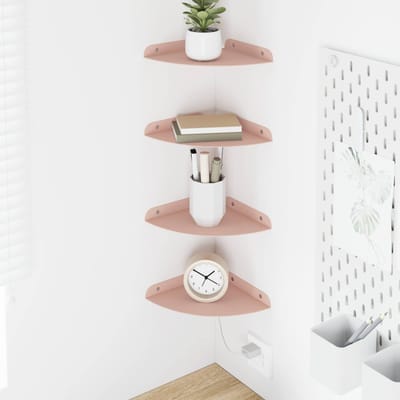 vidaXL - Hoek - Plank - 4 - st - Roze - 18 - x - 18 - x - 2 - cm