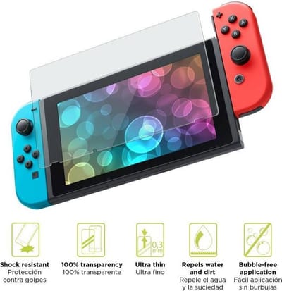 Scherm Beschermer Geschikt voor Nintendo Switch - Volledige HD Cover- Schokbestendig - Temperend glass