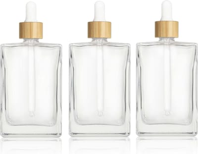 Set van 3 Lege 100ml Duidelijke Glazen Flessen met Druppelaars voor Olie - Ideaal voor Essentiële Olie, Serum en Reisgebruik