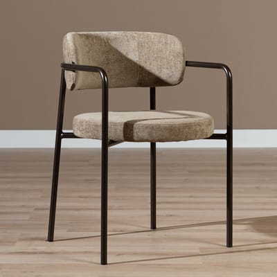 Bronx71® Velvet eetkamerstoel Gio taupe - stoel