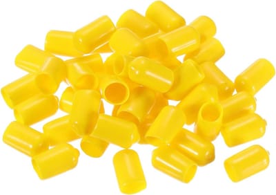 50 Stuks Rubber Eindkappen 9mm ID - Vinyl PVC Bescherming voor Schroefdoppen, Bouten en Ronde Buizen in Geel