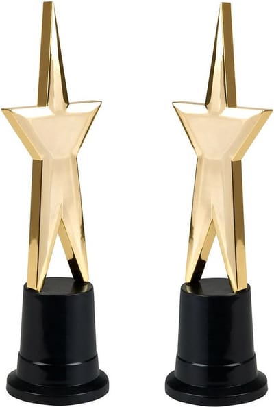 Boland Star award prijs - 2x - gouden ster - 22 cm - kunststof - prijzen - feestartikelen