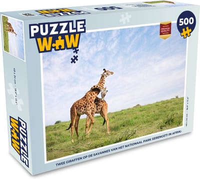 Puzzel Twee giraffen op de savannes van het Nationaal park Serengeti in Afrika - Legpuzzel - Puzzel 500 stukjes