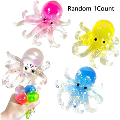 Octopus Squishy Speelgoed, Sensorische Stressverlichting Fidget Bal voor Kinderen & Volwassenen, Ideaal voor Klaslokaalprijzen, Feestbedankjes & Vakantiecadeaus yellow