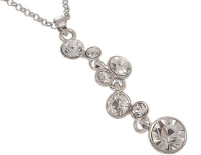 Behave Korte ketting 40cm lengte met hanger 50mm met facet geslepen kristal stenen