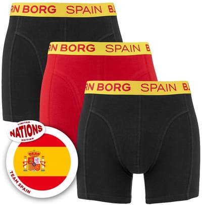 Björn Borg heren cotton stretch 3P boxers Spain zwart & rood