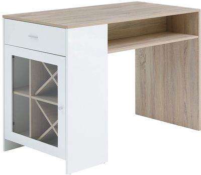 Vente-unique Barmeubel met opbergruimte - Wit en naturel - NIRAYA L 150 cm x H 100 cm x D 60 cm
