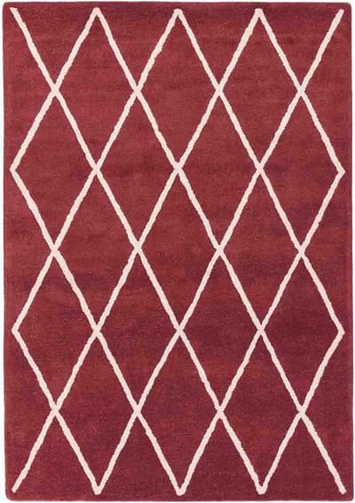 Easy Living - Albany-Diamond-berry Vloerkleed - 160x230  - Rechthoek - Laagpolig Tapijt - Modern - Rood, Wit