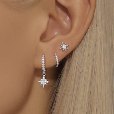 3 Stuks Mode Roestvrij Staal Rond Ster Druppel Oorbellen voor Vrouwen Trendy Kristal Zirkonia Dangle Oorbel Punk Unisex Rock Sieraden brown