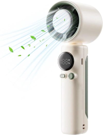 Kleine Draagbare Ventilator, Oplaadbare Reisventilator, Handmatige Koeler, Krachtige Motor, USB/Accu Voor Strand, Camping & Vakantie, 7.28x2.36 Inch