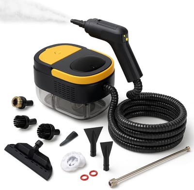 Handheld stoomreiniger, 2500W stoomreiniger met 3 snelheden, hoge druk, 1,6L grote capaciteit, draagbare stoomreiniger met 3 borstelkoppen voor ramen, keuken, vloer