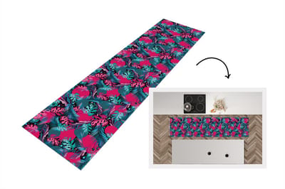 Keukenloper - Loper keuken - Bladeren - Hawaii - Design - Roze - Blauw - 200x50 cm - Keukenloper vinyl