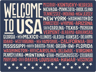 Signs USA - wandbord - dibond - Welcome to USA - 33 x 44 cm