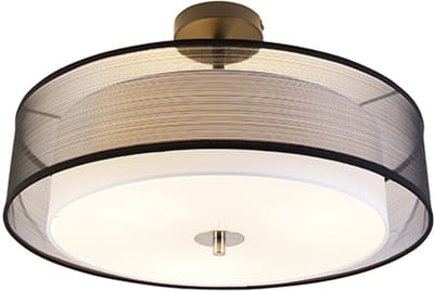 QAZQA drum-neutron - Moderne Plafondlamp - 3 lichts - Ø 500 mm - Zwart - Woonkamer | Slaapkamer | Keuken
