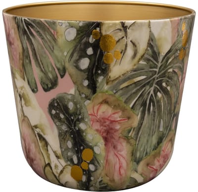 TS Collection - Vaas conisch Monstera mystery - 23x20 - Metaal & Epoxy - Exclusieve woonitems voor binnen - Handgemaakt - Unieke print - Designed by Lammie