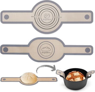 Siliconen Brood Sling - Ovaal Rond - Zuurdesem Bakken - Lange Handgrepen - 58 cm - Grijs