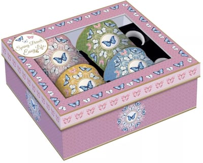Easy Life Spring Parade mokken 4 stuks- porselein- in doos - meerkleurig 300 ml