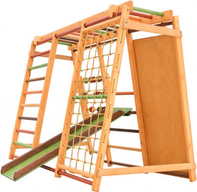 Klimspeel Wereld - Speeltoestel model B 1 - klimtoestel voor buiten - speeltoestel met glijbaan en klimmuur - speeltoestel voor kinderen
