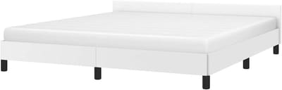 Bedframe met hoofdbord - Ledikant slaapmeubel - Goede nachtrust - Duurzaam kunstleer - 180 x 200 cm - Wit