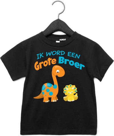 T-shirt kind Grote Broer | zwangerschap aankondiging | cadeau papa mama broer zus opa oma oom tante | kraamcadeau | Zwart | maat 68