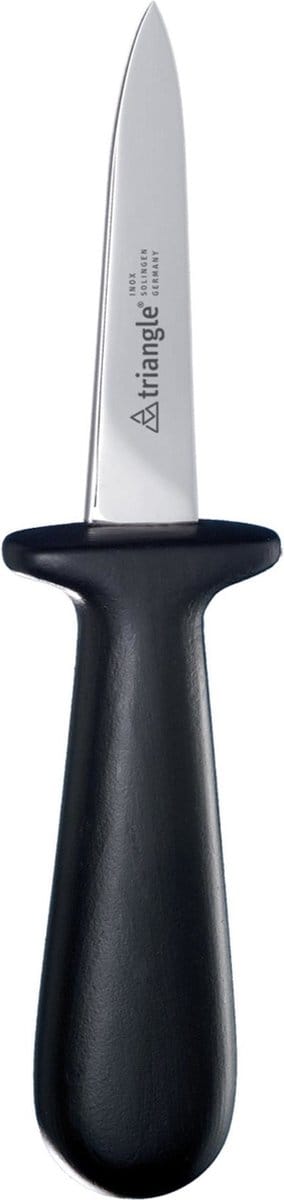 Triangle Oestermes met Veilige Grip – RVS Lemmet – Zwart Kunststof Heft – 16 cm