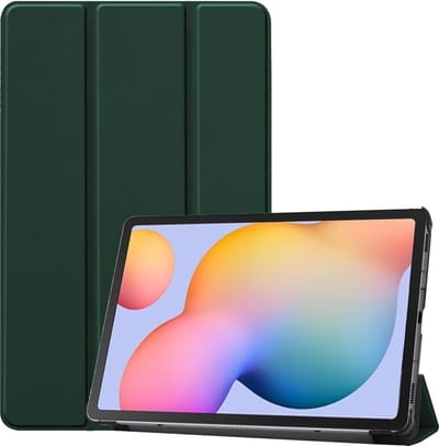 Hoesje - Geschikt voor Samsung Galaxy Tab S6 Lite - Dun & Stevig - Hardcover Book Case - Trifold Bookcase Hoes - Hard Cover - Tablethoes - Donkergroen