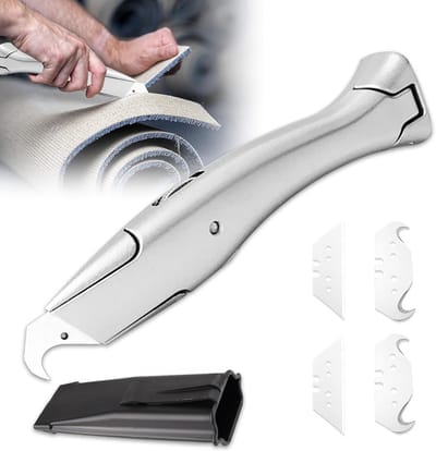 Tapijtschaaar - Tapijtsnijder - Tapijtmes - Comfortabel in Gebruik - Snijdt Tapijt, Karton en Meer - Zilver
