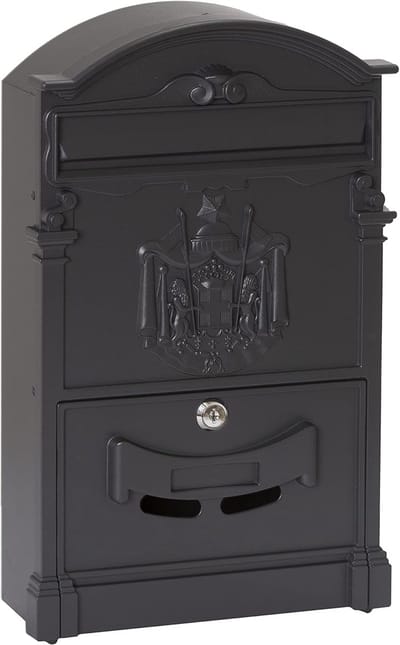 Aluminium Brievenbus in Klassieke Stijl | Geschikt voor DIN A4 | Elegant en Decoratief Voor Buiten | Eenvoudige Montage | Zwart