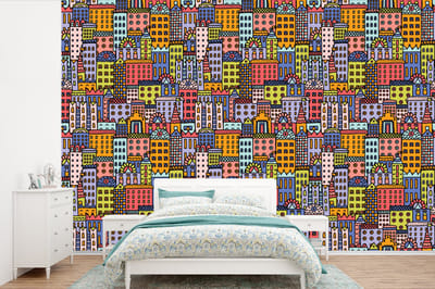 Behang - Fotobehang Huis - Regenboog - Patroon - Breedte 360 cm x hoogte 240 cm