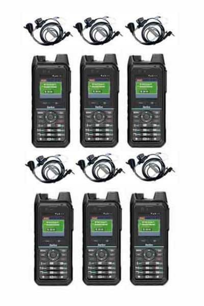 Set van 6 Inrico T330 4G LTE Zello Smart Portofoon IP68 met beveiliging oortje