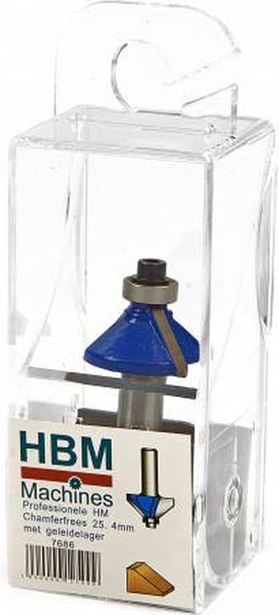 Professionele HM Afkantfrees 25,4 mm. Met Geleidelager