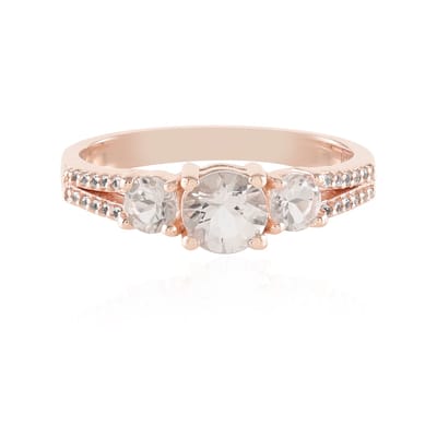 Cavill - Elegante Zilveren Ring met 0,342 ct Morganiet en Witte Topaas - 925 Sterling Zilver Roségoud Verguld - Mozambique Edelsteen - Ronde Slijpvorm