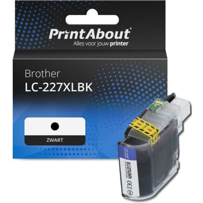 PrintAbout huismerk Inktcartridge LC-227XLBK Zwart Hoge capaciteit Geschikt voor Brother