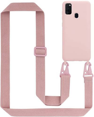 Cadorabo Mobiele telefoon ketting geschikt voor Samsung Galaxy M21 / M30s in LIQUID ROZE - Silicone beschermhoes met lengte verstelbare koord riem