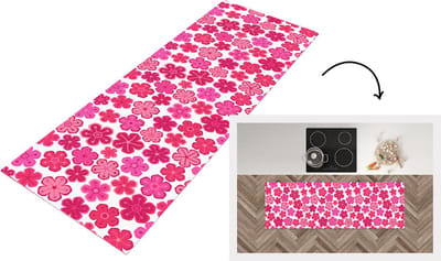 Keukenloper - Loper keuken - Bloemen - Roze - Patronen - 150x50 cm - Keukenloper vinyl